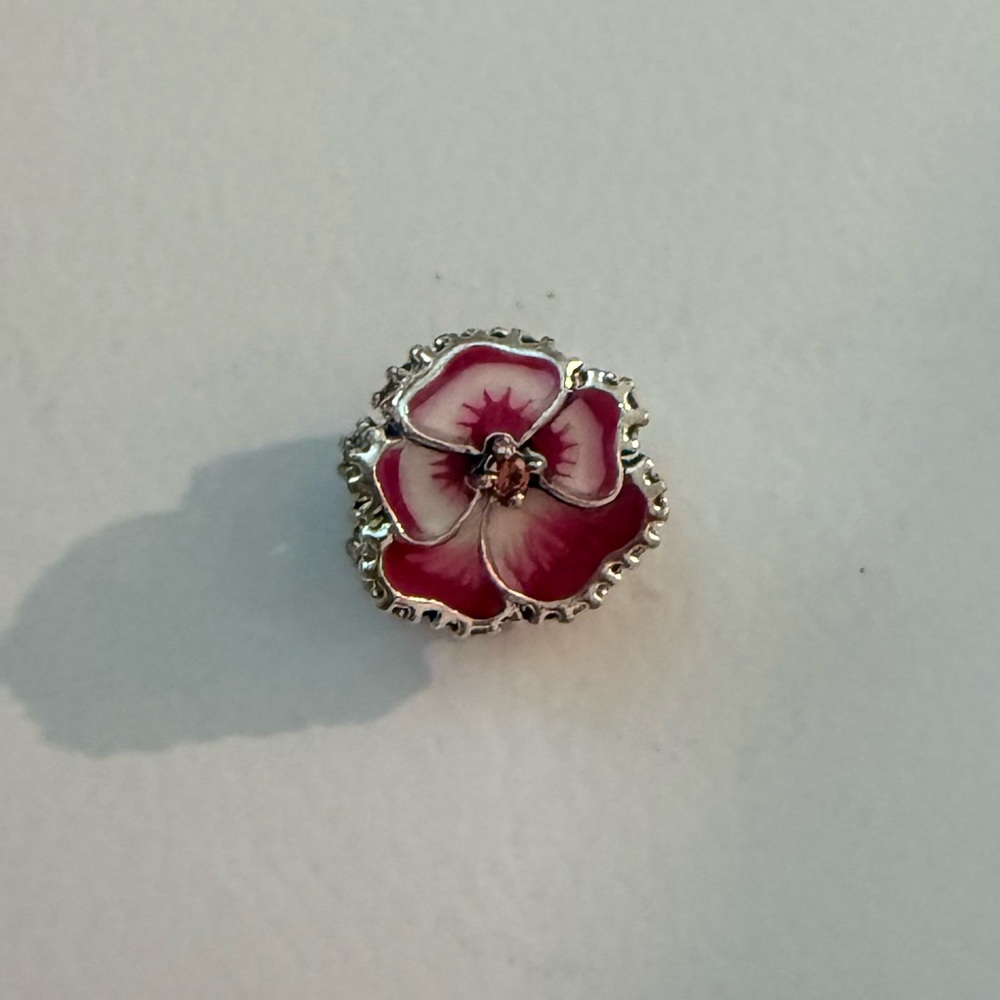 Pandora Pink Pansy Flower Charm - Picture 2 of 3